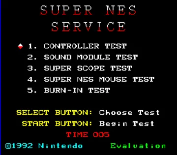 SNES Burn-in Test Cartridge (Unknown) (Rev D) screen shot game playing